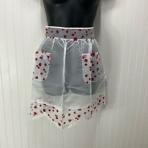 VINTAGE 50’s Sheer Half Apron With Strawberries